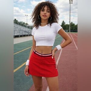 NOS Y2K Tommy Hilfiger Mini Skirt Red Vintage Preppy Sporty Size 3